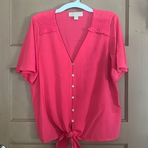 Pink MK button front toe blouse 👚